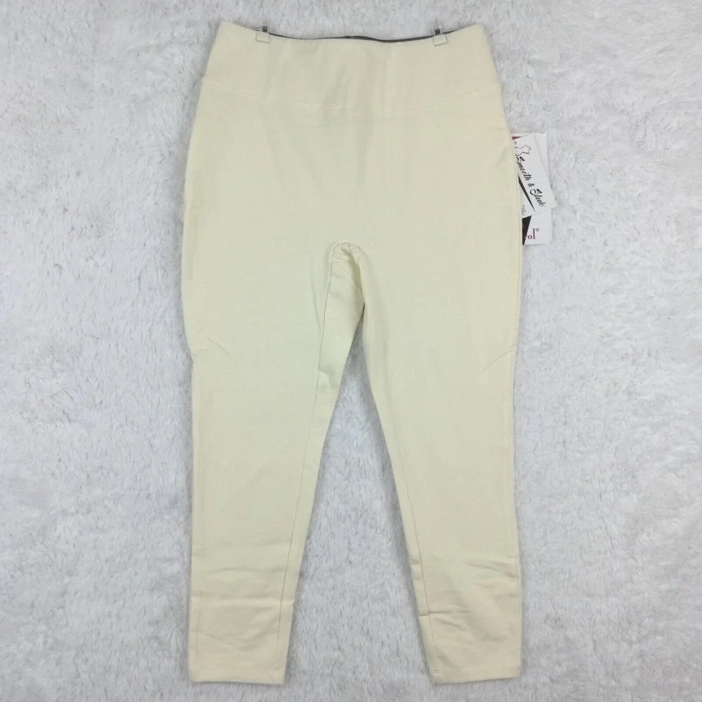 Women With Control Womens Pants Leggings Ivory Tummy Control Petite SP New